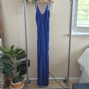 V-Neck Twisted Knot Dotted Slit Maxi